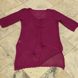 Women's Burgundy Knit Swim Coverup